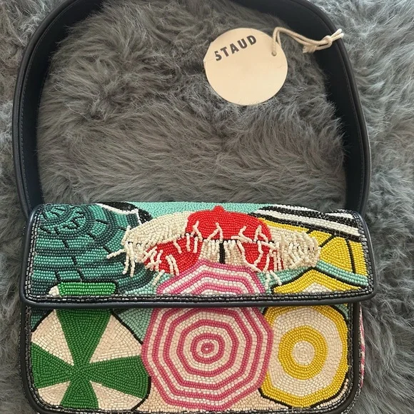 STAUD Cream and Green Shoulder Bag with Elegant Design - Picture 1 of 2